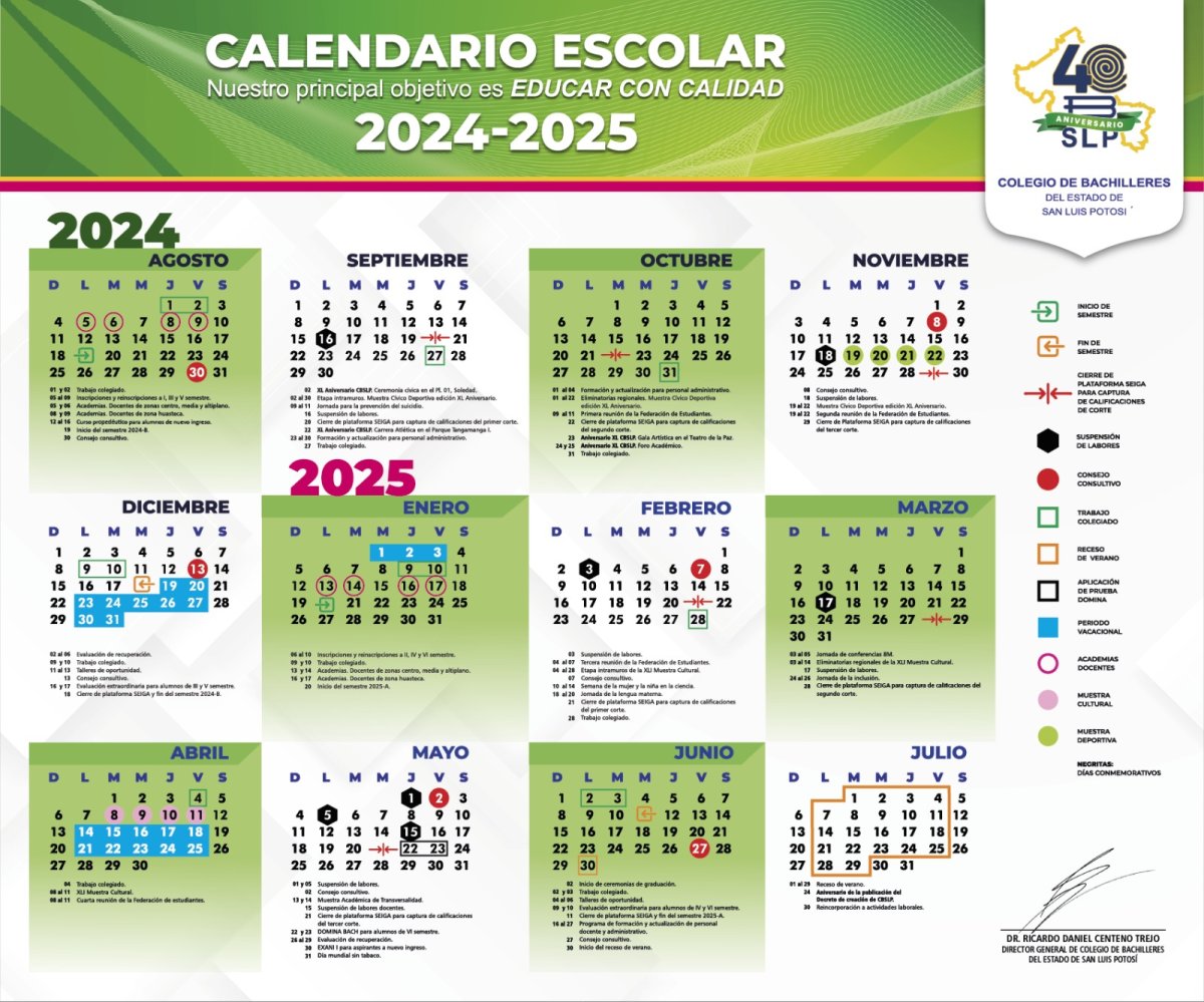 "Calendario Oficial del Ciclo Escolar 2024-20...